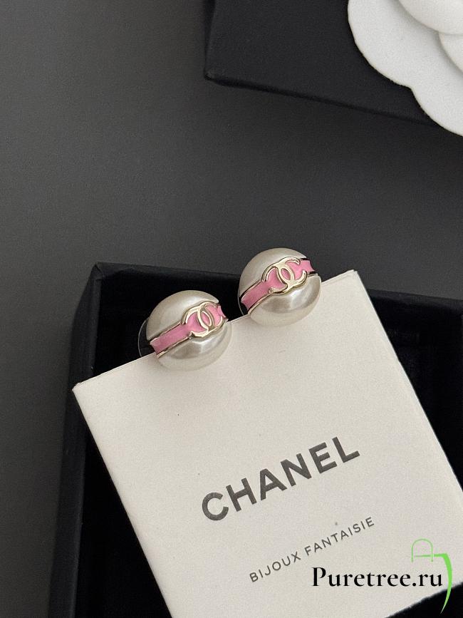 Chanel pink pearl earrings - 1