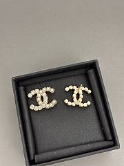 Chanel pearl half diamond cc earrings - 5