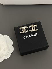 Chanel pearl half diamond cc earrings - 3
