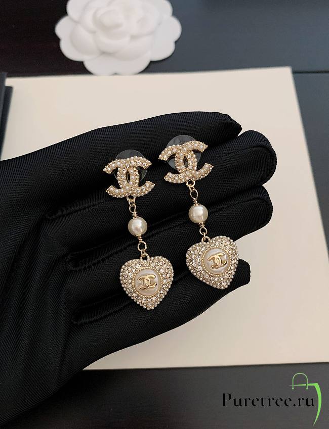 Chanel full diamond heart earrings - 1