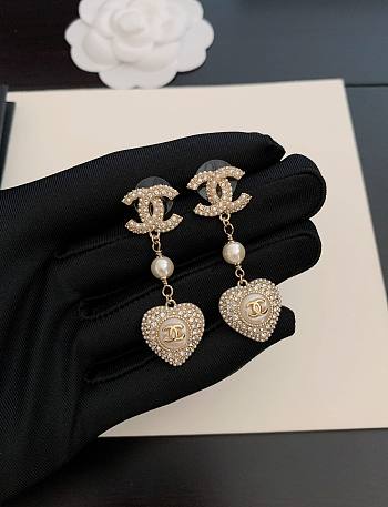 Chanel full diamond heart earrings