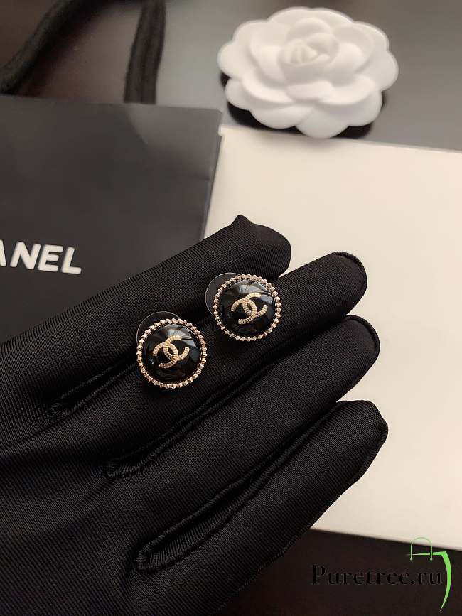 Chanel Popular round black earrings - 1