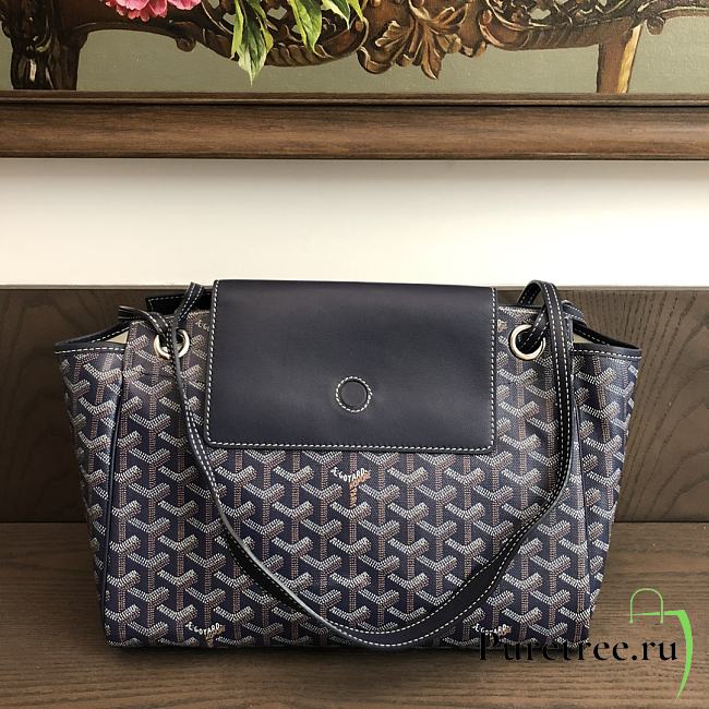 GOYARD | Goyardine Rouette PM Shoulder Bag Leather Navy Blue - 1