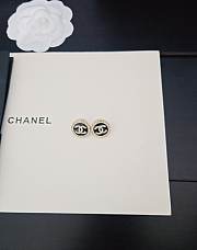 Chanel black leather diamond cc earrings 02 - 5