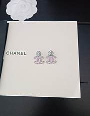 Chanel gun black and white diamond pink cc earrings - 4