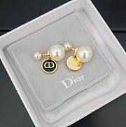 Dior large and small pearl black round CD earrings - 3