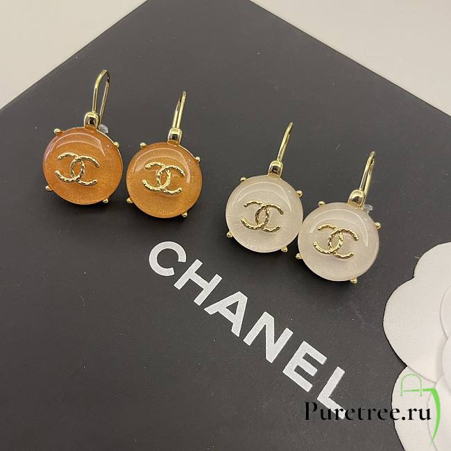 Chanel square crystal red agate letter earrings - 1