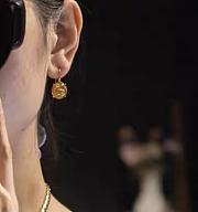 Chanel square crystal red agate letter earrings - 6