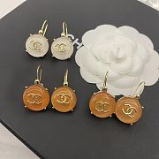 Chanel square crystal red agate letter earrings - 2