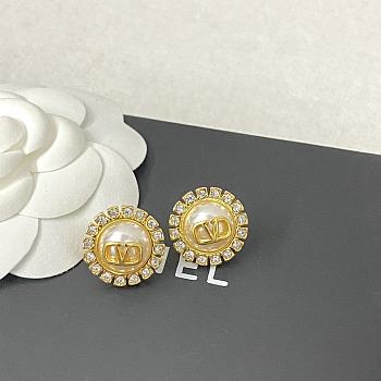 Valentino full diamond pearl earrings