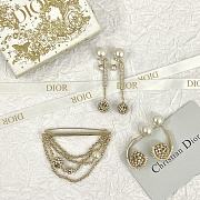 Dior Pearl Hollow Rhinestone Flower Ball Earrings - 6
