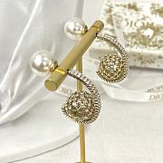 Dior Pearl Hollow Rhinestone Flower Ball Earrings - 5