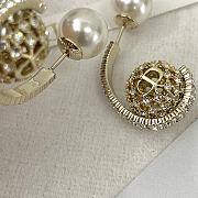 Dior Pearl Hollow Rhinestone Flower Ball Earrings - 4