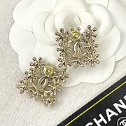 Chanel Gold Flower Hollow Double C Square Stud Earrings - 3