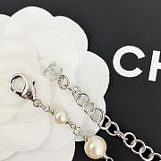 Chanel Black and White Rhinestone Double C Pearl Sweater Necklace - 6