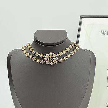 Gucci colorful double-layer crystal necklace