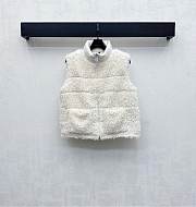 Moncler Teddy Plush Zipper Down Vest In White - 1
