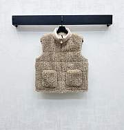 Moncler Teddy Plush Zipper Down Vest In Beige - 1
