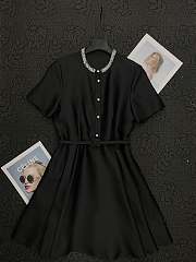 Chanel Pleated Silk and Wool Dress In Black - 1