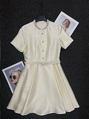 Chanel Pleated Silk and Wool Dress In Beige - 1