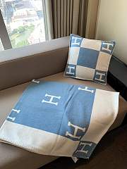 HERMES | Blanket & Pillow In Blue - 4