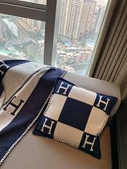 HERMES | Blanket & Pillow In Navy Blue - 4