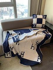 HERMES | Blanket & Pillow In Navy Blue - 3
