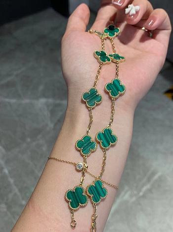 VCA Malachite five-flower bracelet green