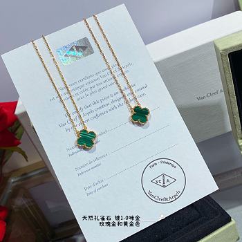 VCA Four-Leaf Clover Malachite Necklace Green