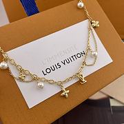 LOUIS VUITTON | Green Bead Gold Flower Tassel Necklace - 4