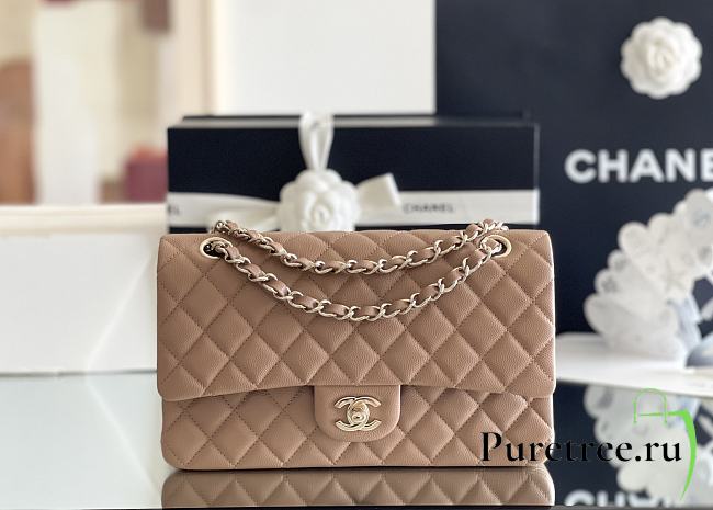 Chanel Classic Flap Bag Carviar Leather In Dark beige Size 25.5 cm - 1