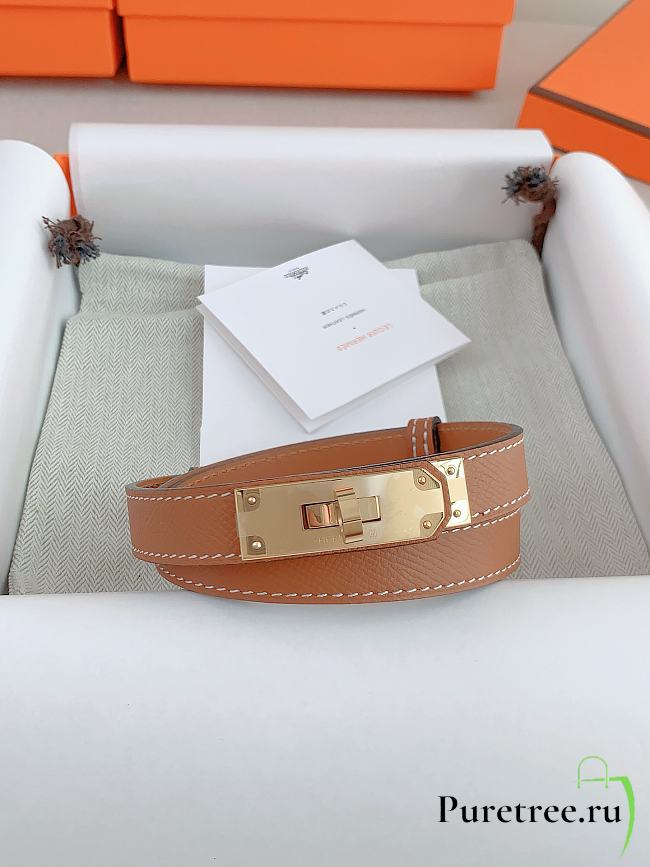 Hermes Epsom calfskin belt brown 1.8 cm - 1