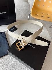 YSL | Calfskin Women Belt In White 3 cm - 4