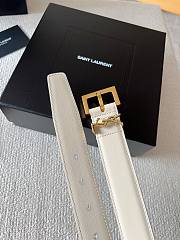 YSL | Calfskin Women Belt In White 3 cm - 3