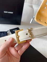 YSL | Calfskin Women Belt In White 3 cm - 2