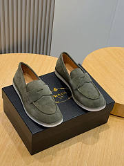 Prada 2025 bleached suede loafers in green - 1