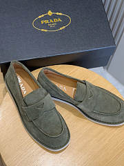 Prada 2025 bleached suede loafers in green - 6