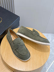 Prada 2025 bleached suede loafers in green - 5