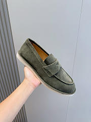 Prada 2025 bleached suede loafers in green - 3
