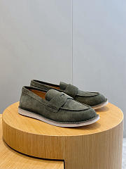 Prada 2025 bleached suede loafers in green - 2
