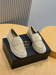 Prada 2025 bleached suede loafers in beige - 1