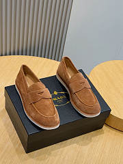 Prada 2025 bleached suede loafers in brown - 1