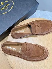 Prada 2025 bleached suede loafers in brown - 3