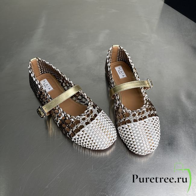 Alaia color-blocked woven shoes 02 - 1