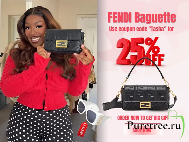FENDI | Baguette Mini Leather Black - 1