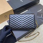 YSL Cassandre Matelassé Chain Wallet In Black Lambskin - 5