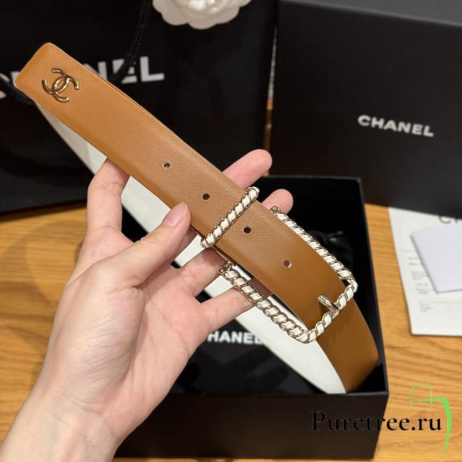 Chanel Twisted Pin Buckle Belt 3 cm In Brown - 1