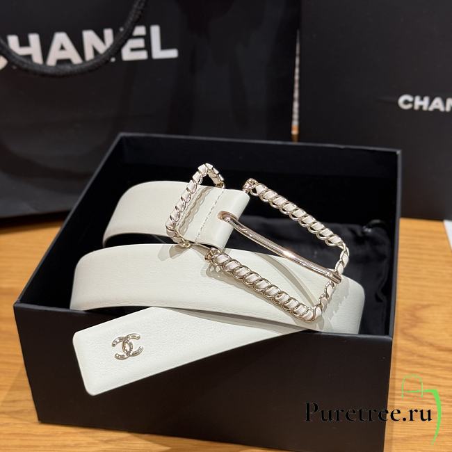 Chanel Twisted Pin Buckle Belt 3 cm In White - 1