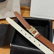 Celine Triomphe Classic Reversible Belt 2.5 cm In Brown/White - 5