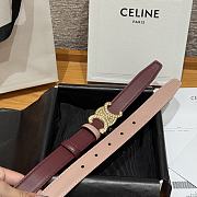 Celine Triomphe Classic Reversible Belt 2.5 cm In Burgundy/Pink - 5